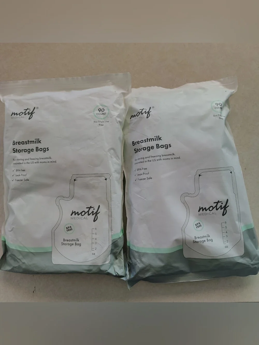 Breastmilk Storage Bags Opened- White with Mint Accent